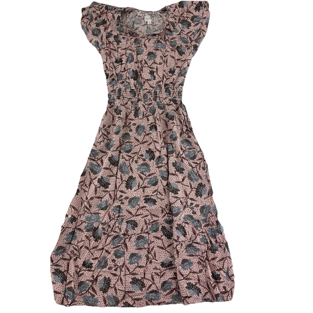 Destination‎ 365 Printed Short Sleeve Midi Dress XXSmall Rose Floral Pink